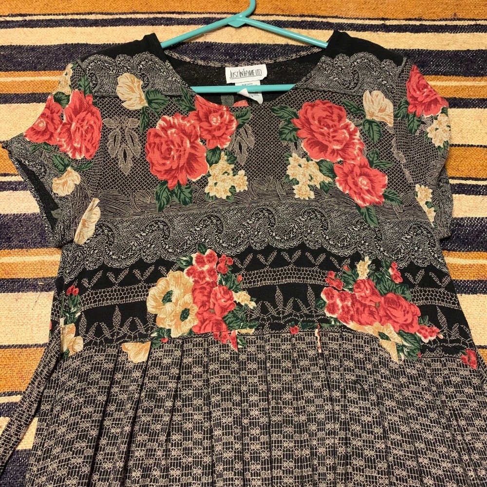 Maxi Dress 8 VTG 90s Floral Mixed Print Grunge Garden Party Floral Modest‎